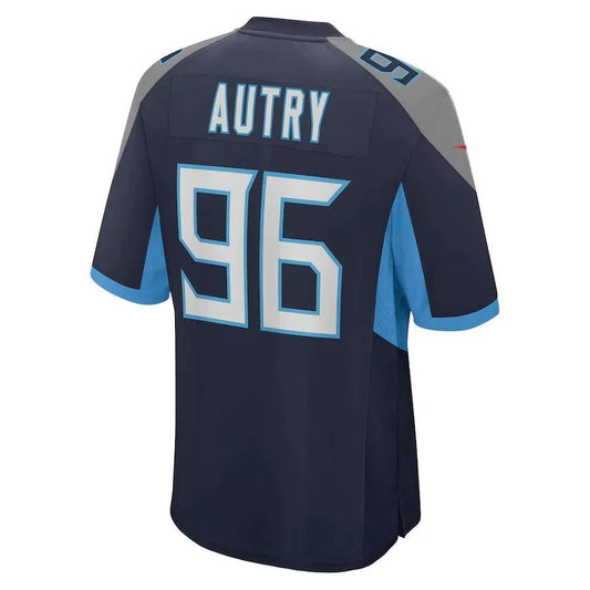 T.Titans #96 Denico Autry Navy Game Player Jersey Stitched American Football Jerseys