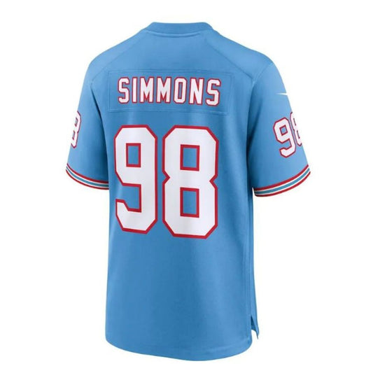T.Titans #98 Jeffery Simmons Light Blue Oilers Throwback Player Game Jersey Stitched American Football Jerseys