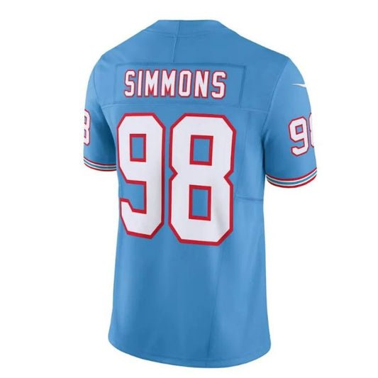 T.Titans #98 Jeffery Simmons Light Blue Player Oilers Throwback Vapor F.U.S.E. Limited Jersey Stitched American Football Jerseys