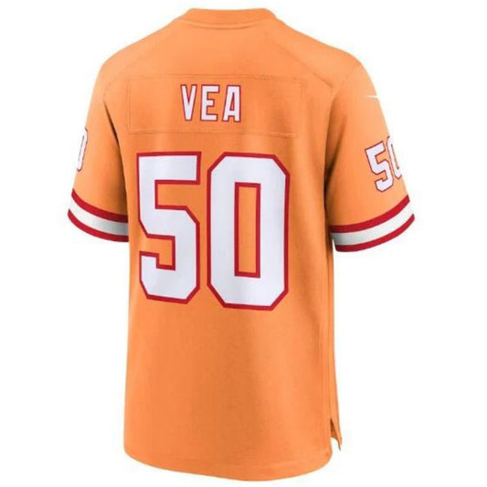TB.Buccaneers #50 Vita Vea Throwback Player Game Jersey - Orange Stitched American Football Jerseys