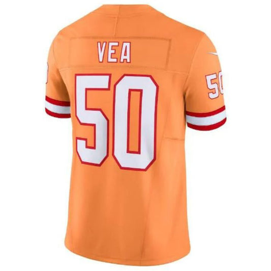 TB.Buccaneers #50 Vita Vea Throwback Vapor F.U.S.E. Limited Player Jersey - Orange Stitched American Football Jerseys