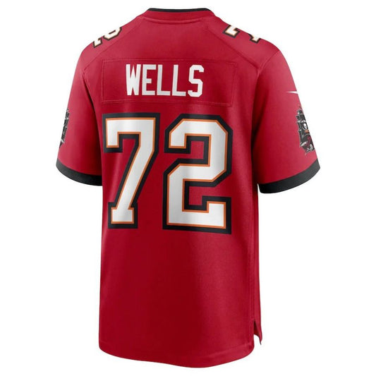 TB.Buccaneers #72 Josh Wells Red Player Game Jersey Stitched American Football Jerseys