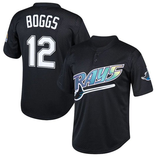 Tampa Bay Rays #12 Wade Boggs Black Cooperstown Collection Mesh Batting Practice Player Jersey