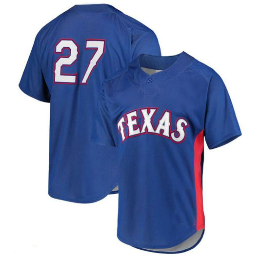 Texas Rangers #27 Vladimir Guerrero Mitchell & Ness Royal Cooperstown Collection Mesh Batting Practice Jersey Baseball Jerseys