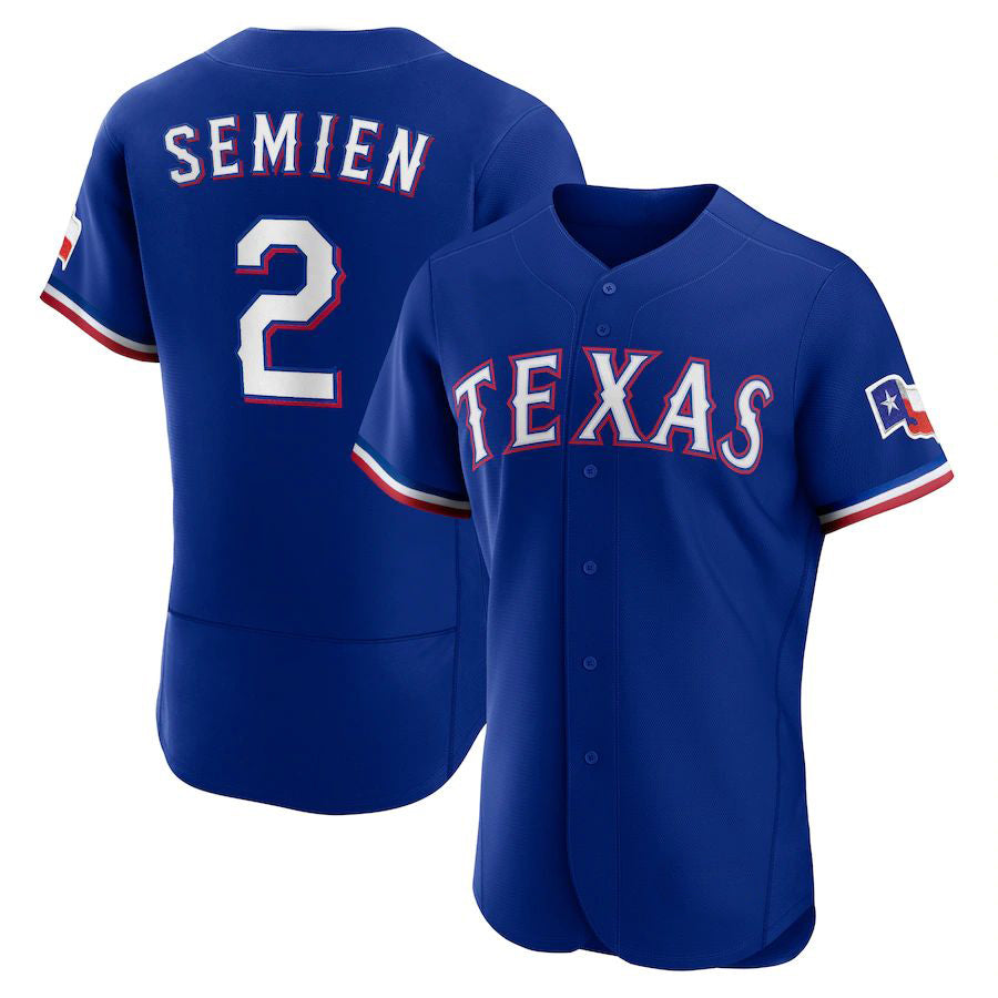 Texas Rangers #2 Marcus Semien Royal Alternate Authentic Player Baseball Jersey