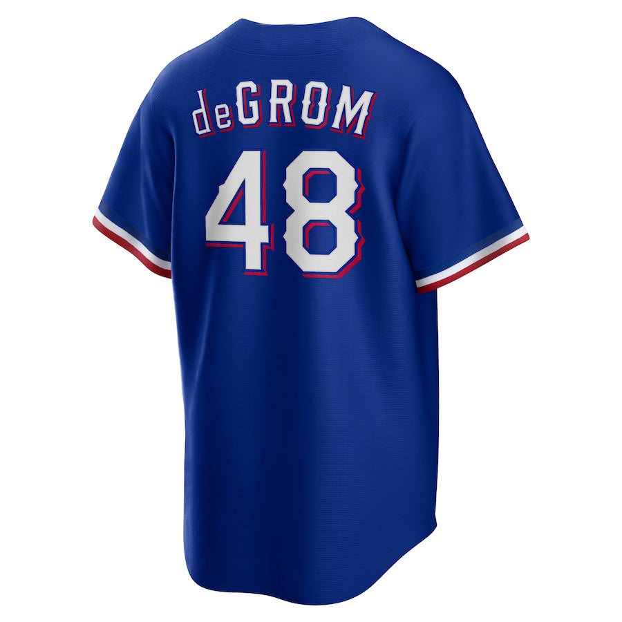 Texas Rangers #48 Jacob deGrom  Royal Away Replica Player Team Jersey Baseball Jersey