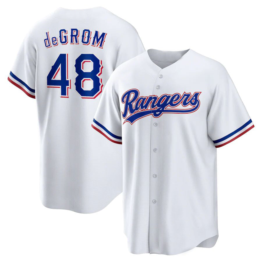 Texas Rangers #48 Jacob deGrom White Home Replica Player Jersey Team Baseball Jersey