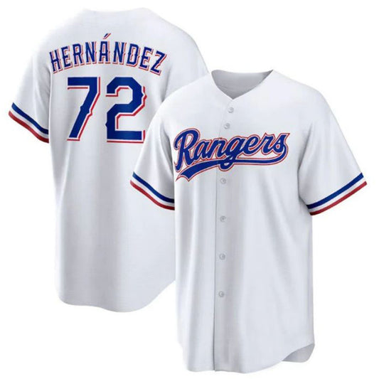 Texas Rangers #72 Jonathan Hernandez White Home Replica Player Jersey Baseball Jerseys