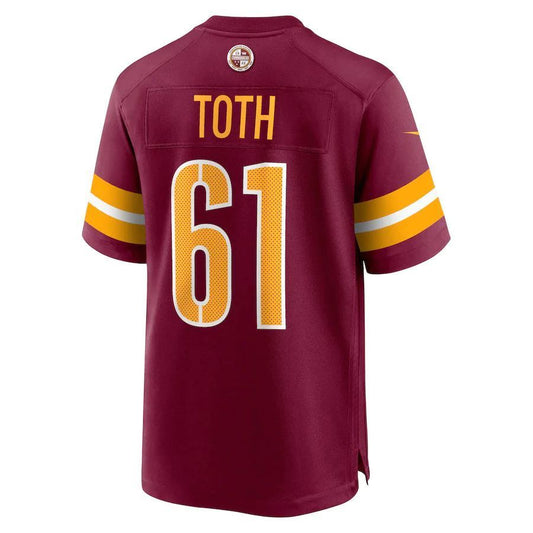 W.Commanders #61 Jon Toth Burgundy Game Player Jersey Stitched American Football Jerseys
