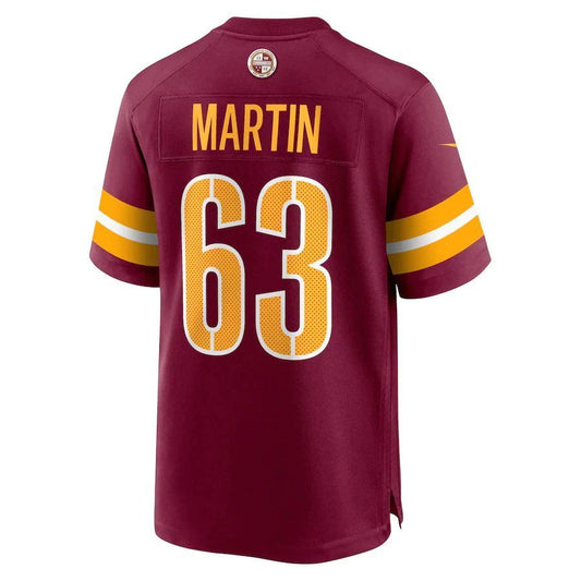 W.Commanders #63 Wes Martin Burgundy Game Player Jersey Stitched American Football Jerseys