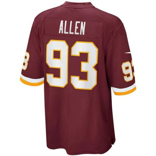 W.Commanders #93 Jonathan Allen Burgundy Home Game Jersey Stitched American Football Jerseys