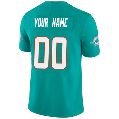 Custom M.Dolphins Aqua Stitched Player Vapor Game Football Jerseys