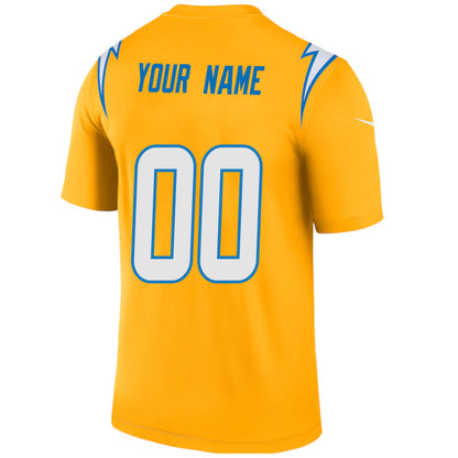 Custom LA.Chargers Gold Stitched Player Vapor Game Football Jerseys