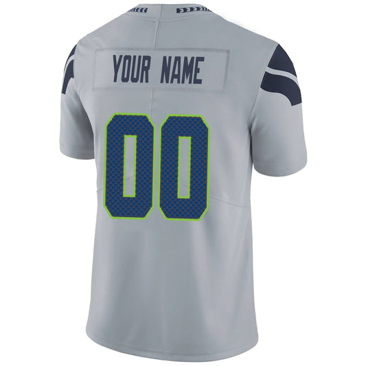 Custom S.Seahawks Gray Stitched Player Vapor Game Football Jerseys