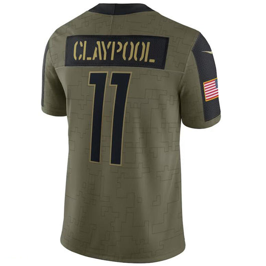 P.Steelers #11 Chase Claypool Olive 2021 Salute To Service Limited Player Game Football Jerseys