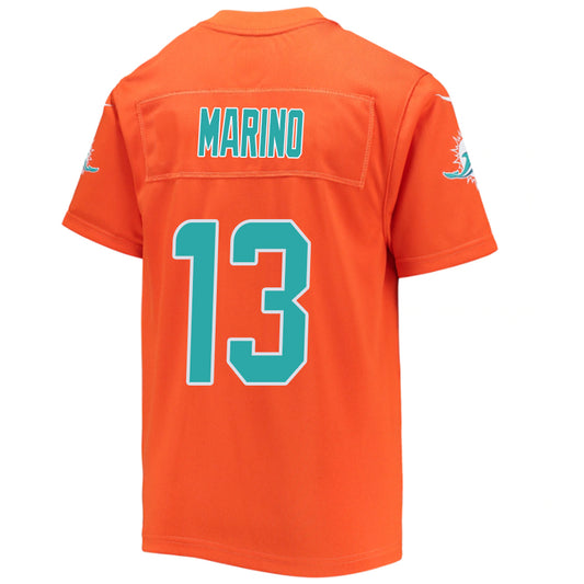 M.Dolphins #13 Dan Marino Orange Stitched Player Game Football Jerseys