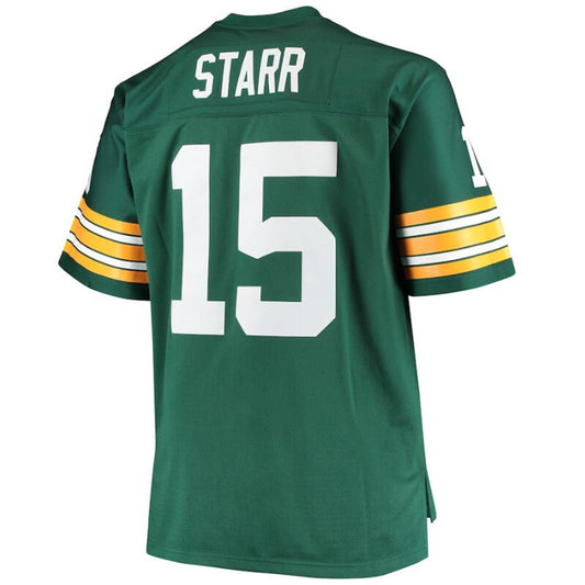 GB.Packer #15 Bart Starr Green Mitchell & Ness Green Big & Tall 1968 Retired Player Replica Football Jerseys