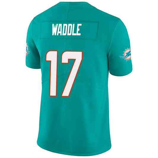 M.Dolphins #17 Jaylen Waddle Aqua Stitched Player Vapor Game Football Jerseys