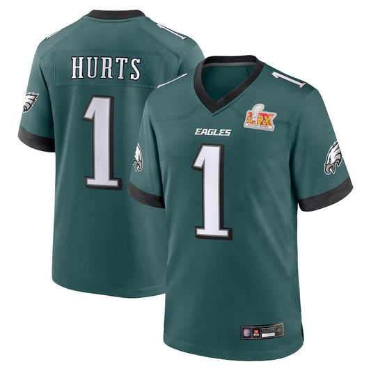 #1 Jalen Hurts Midnight Green P.Eagles Super Bowl LIX Game Player Football Jerseys