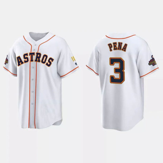 #3 Jeremy Pena Houston Astros 2023 Gold Program Jersey White Stitches Player Baseball Jerseys