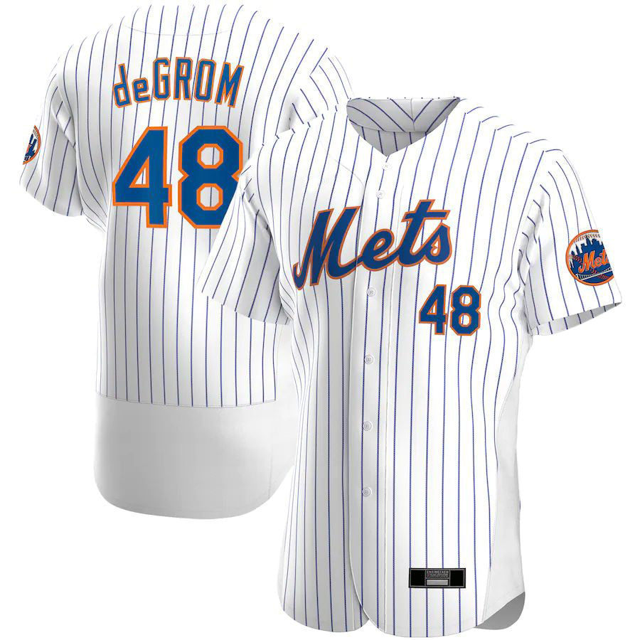 #48 Jacob Degrom White New York Mets Road Replica Player Name Player Baseball Jersey