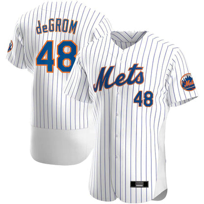 #48 Jacob Degrom White New York Mets Road Replica Player Name Player Baseball Jersey