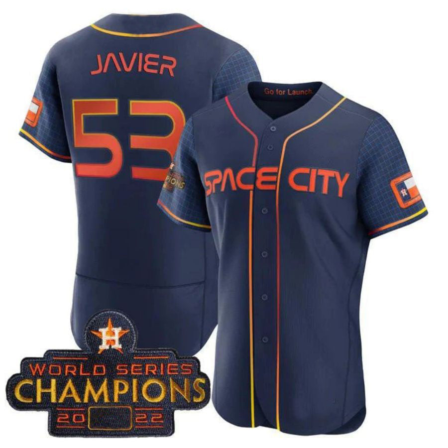 #53 Cristian Javier Houston Astros BLUE 2023 SPACE CITY CHAMPIONS FLEX JERSEY ALL STITCHED Player Baseball Jerseys