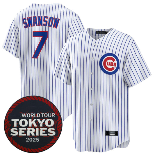 Chicago Cubs #7 Dansby Swanson  Player White 2025 World Tour Tokyo Series Home Stitched Baseball Jersey