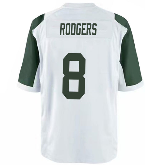 NY.Jets #8 Aaron Rodgers White Stitched Player Game Football Jerseys