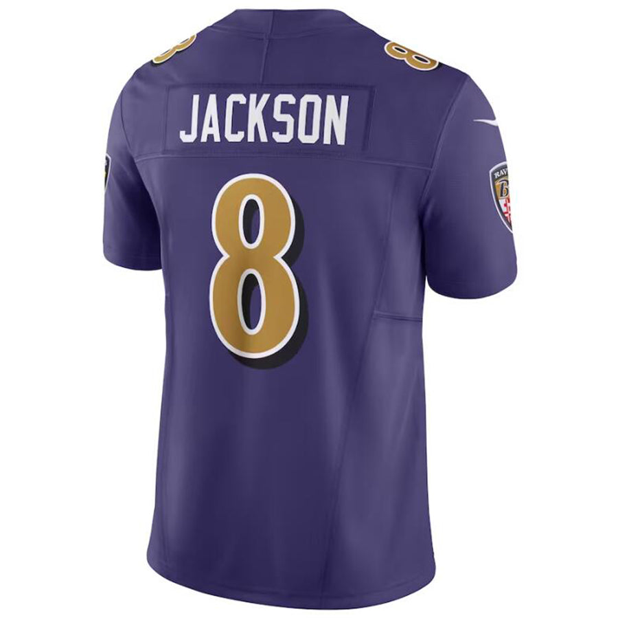 B.Ravens #8 Lamar Jackson Purple Stitched Player Vapor Game Football Jerseys