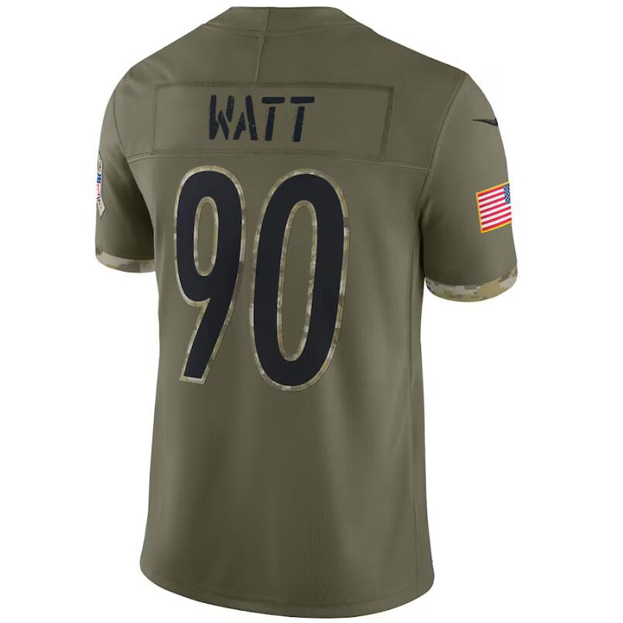 P.Steelers #90 T.J. Watt Olive 2022 Salute To Service Limited Player Game Football Jerseys