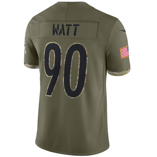 P.Steelers #90 T.J. Watt Olive 2022 Salute To Service Limited Player Game Football Jerseys