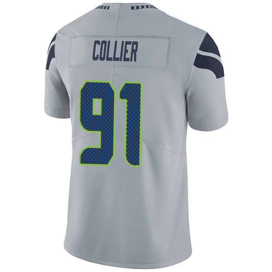 S.Seahawks #91 L.J. Collier Gray Stitched Player Game Football Jerseys