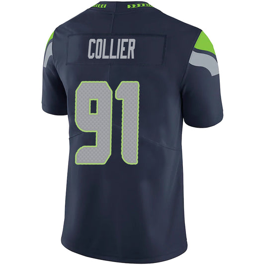 S.Seahawks #91 L.J. Collier Navy Stitched Player Game Football Jerseys