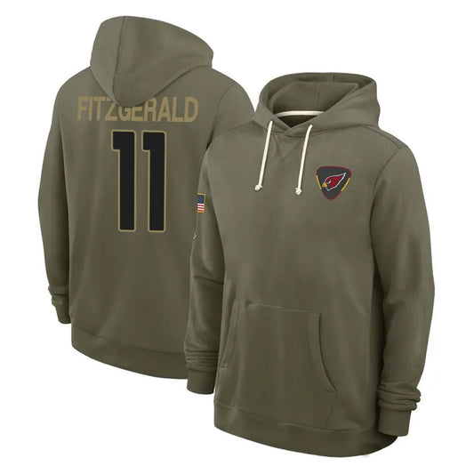 A.Cardinals #11 Larry Fitzgerald Player Olive Salute to Service Hoodies Football Jerseys