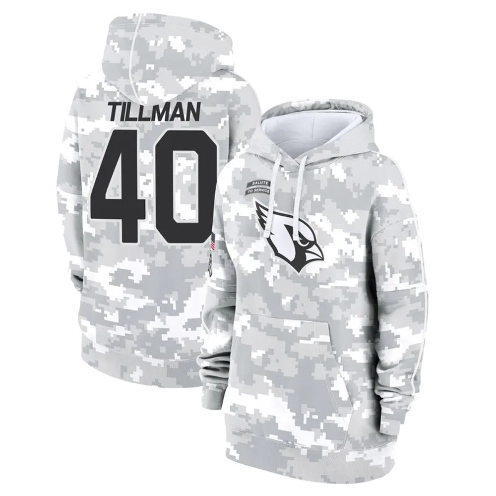 A.Cardinals #40 Pat Tillman Player Arctic Camo Salute to Service Limited Hoodie Football Jerseys