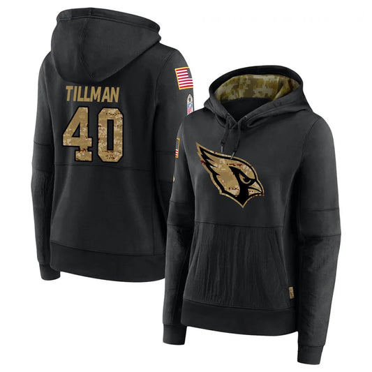 A.Cardinals #40 Pat Tillman Player Black Salute to Service Limited Hoodie Football Jerseys