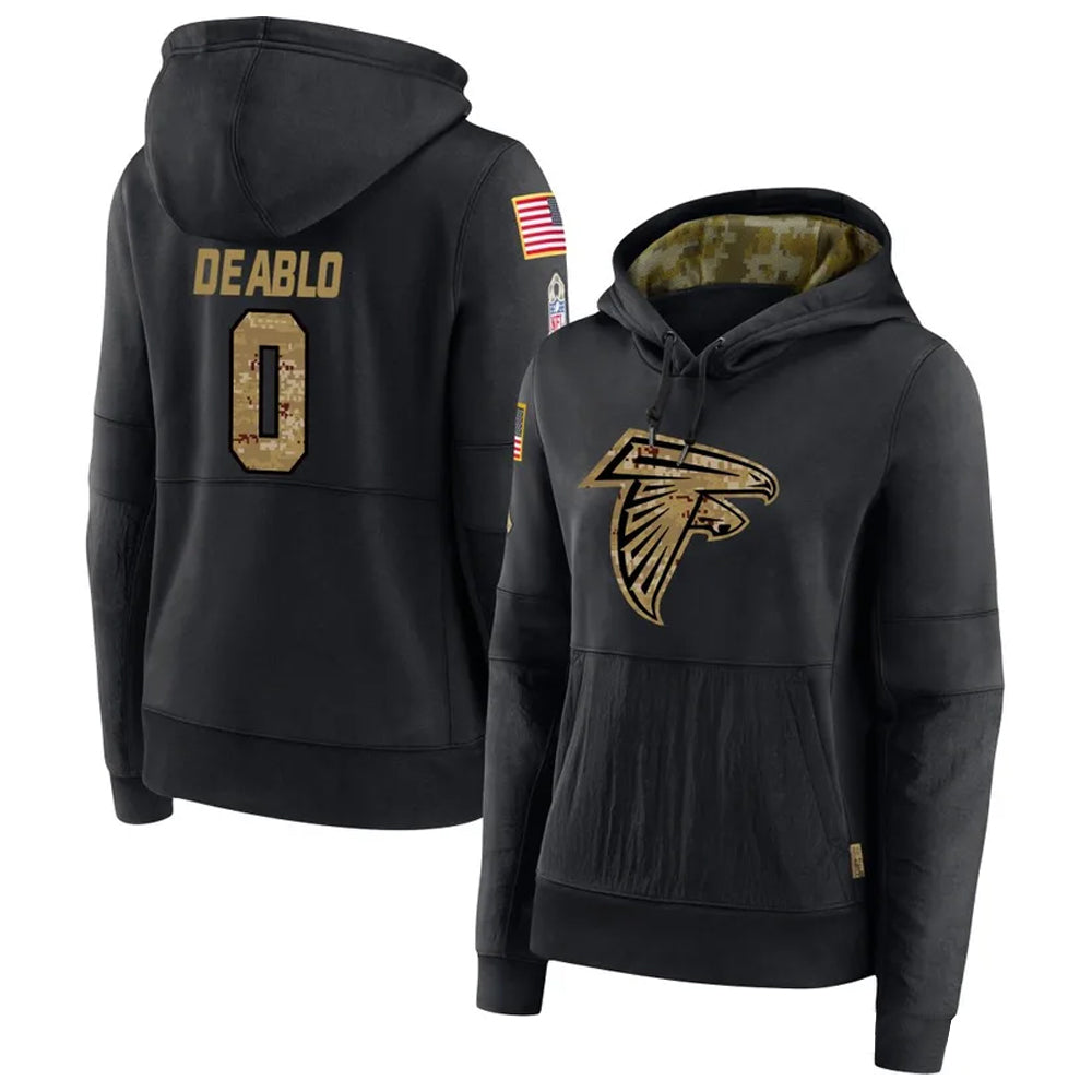 A.Falcons #0 Divine Deablo Player Black Salute to Service Hoodies Football Jerseys