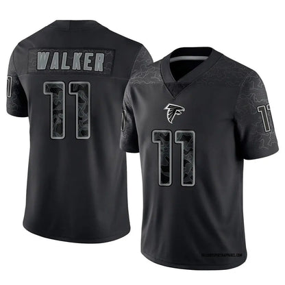 A.Falcons #11 Jalon Walker Player Black RFLCTV Limited Football Jerseys
