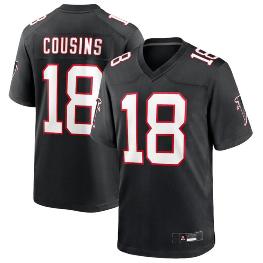 A.Falcons #18 Kirk Cousins Black Alternate Game Player Jersey Football Jerseys