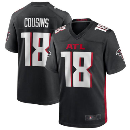 A.Falcons #18 Kirk Cousins Black Game Player Jersey American Stitched Football Jerseys