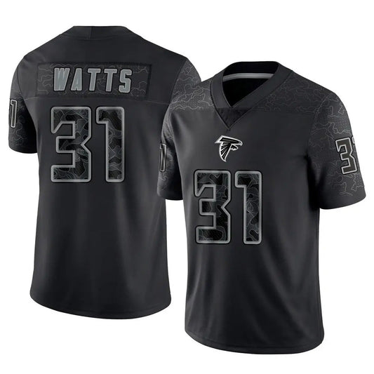 A.Falcons #31 Xavier Watts Player Black RFLCTV Limited Football Jerseys