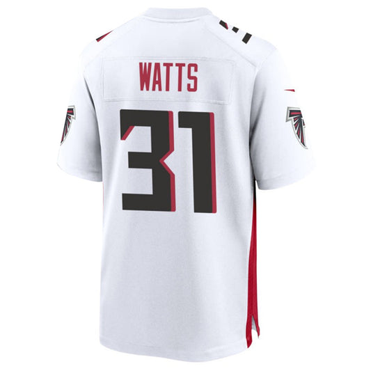 A.Falcons #31 Xavier Watts Player White Home Game Football Jerseys