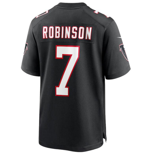 A.Falcons #7 Bijan Robinson Black 2023 Draft First Round Pick Throwback Game Jersey Football Jerseys