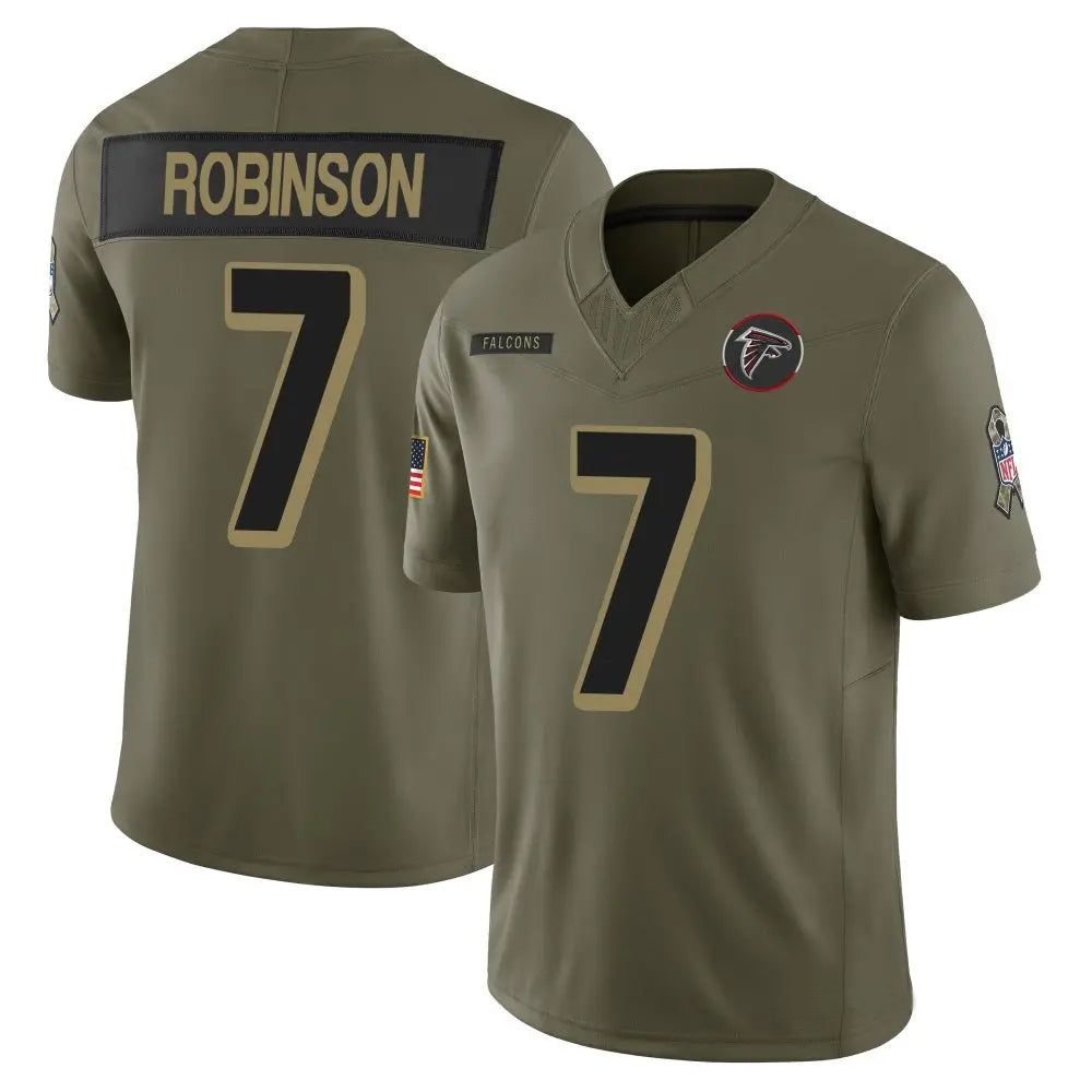 A.Falcons #7 Bijan Robinson Player Salute To Service Olive Football Jerseys