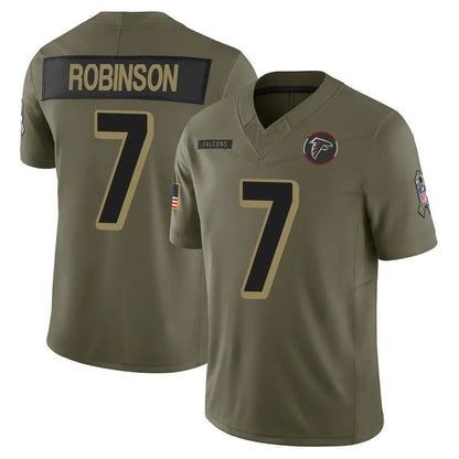 A.Falcons #7 Bijan Robinson Player Salute To Service Olive Football Jerseys