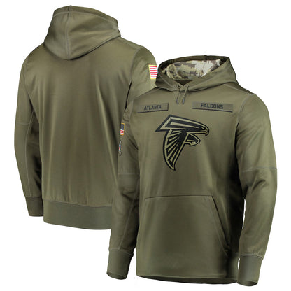A.Falcons Player Salute to Service Club Fleece Olive Hoodie Football Jerseys