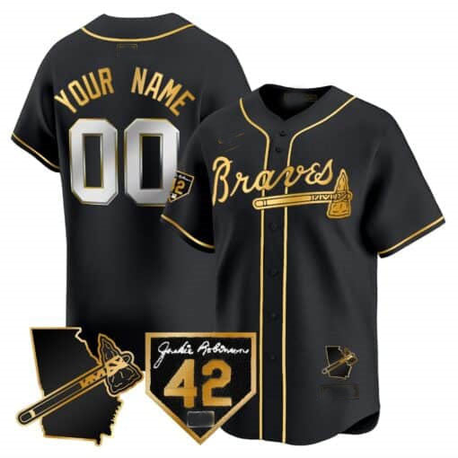 Custom A.Braves Robinson & Georgia Patch Vapor Premier Limited Baseball Jerseys