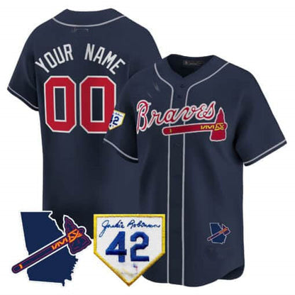 Custom A.Braves Robinson & Georgia Patch Vapor Premier Limited Baseball Jerseys