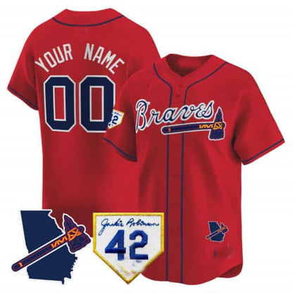 Custom A.Braves Robinson & Georgia Patch Vapor Premier Limited Baseball Jerseys